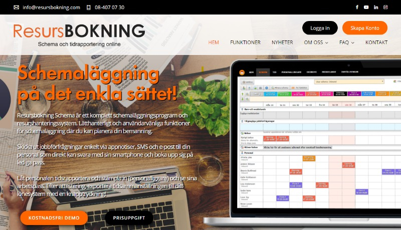 En skriven sammanfattning av programmet för resursbokning bredvid en laptop