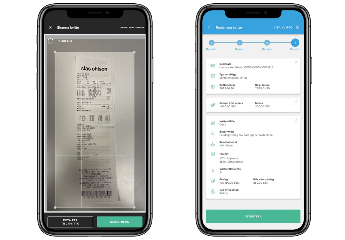 En mobilapp för kvittohantering.