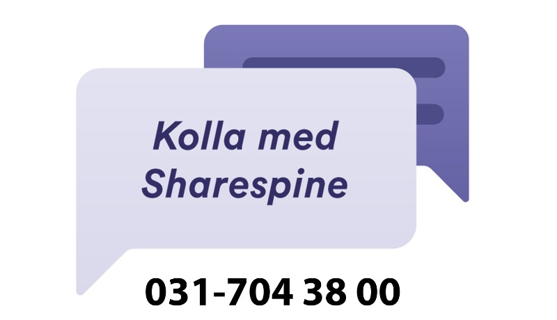 texten Kolla med Sharespine 031 704 38 00.