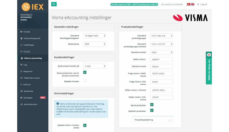 Skärmdump på gränssnitt i Magento by IEX