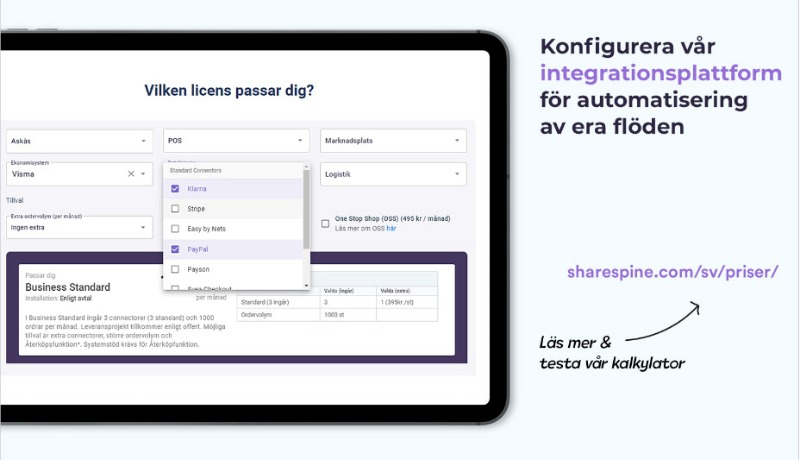 Vy över licenser i Sharespine.