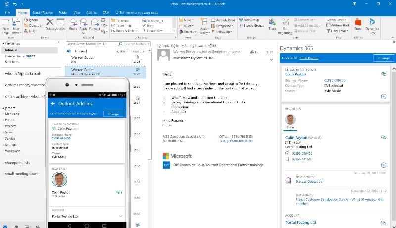 Vyn inne i Microsoft Dynamics 365 CRM system.
