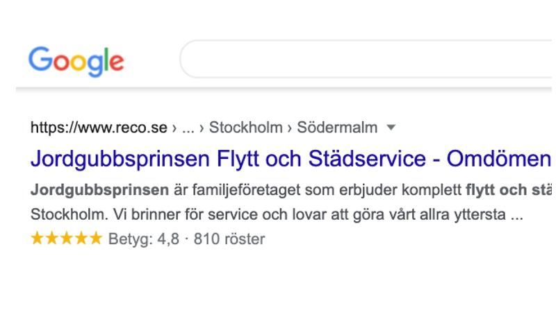 Vy på Google.
