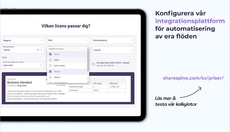 Skärmdump på gränssnitt i Magento som visas i en datorskärm