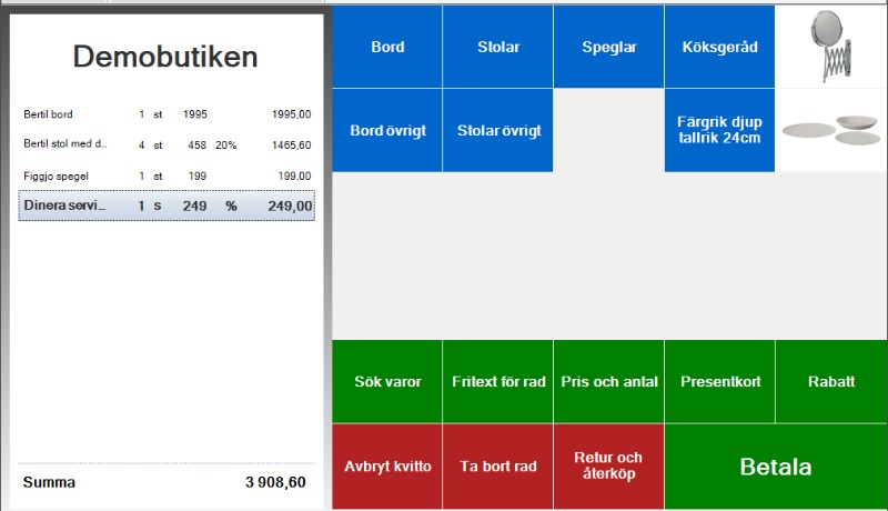 Närbild på hur systemet för orderläggning kan se ut för ett café.