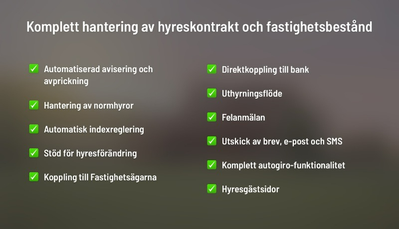 Sammanställning av ovan funktioner som finns i DinHyresvärd.