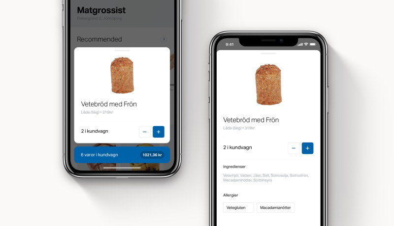 Mobil som beskriver orderläggning i Cerve.