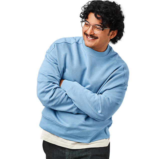 Man som symboliserar kontakt. 