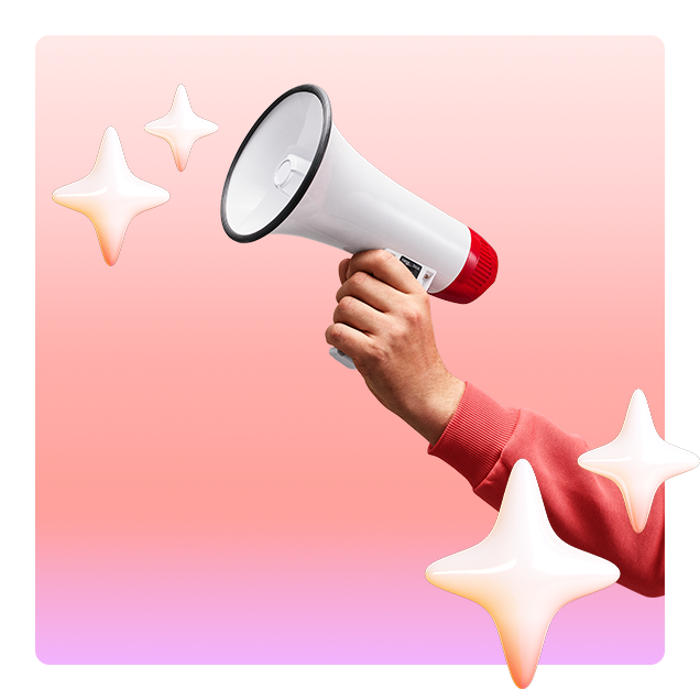 Megafon med stjärnor. 