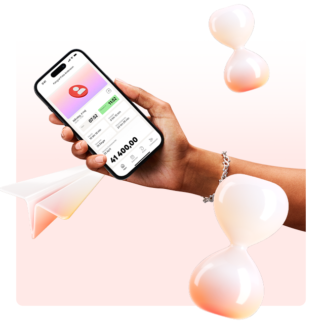 Mobil med stämpelklocka. 