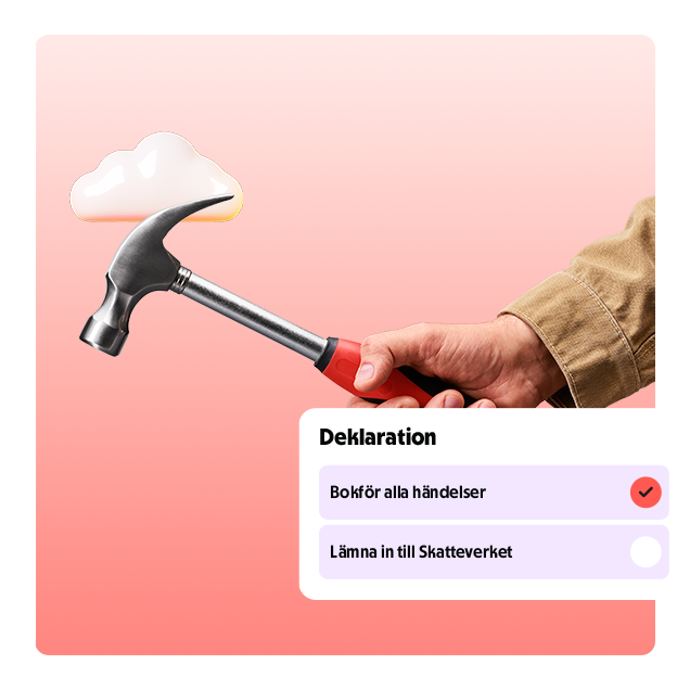 Hammare och illustration för deklaration.