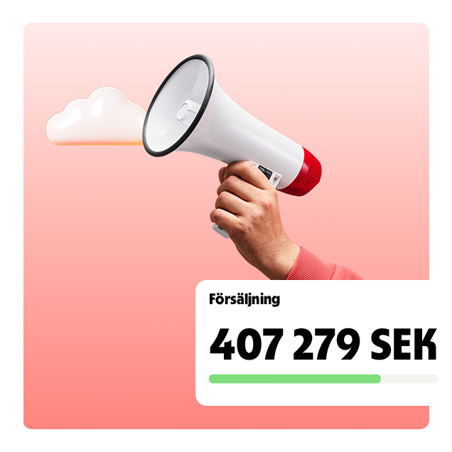 Megafon med illustrationer.