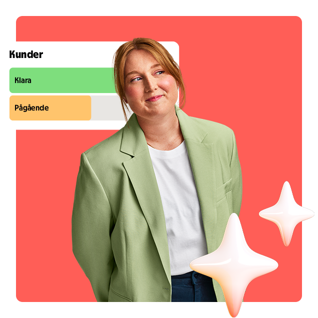 Glad tjej med illustration. 