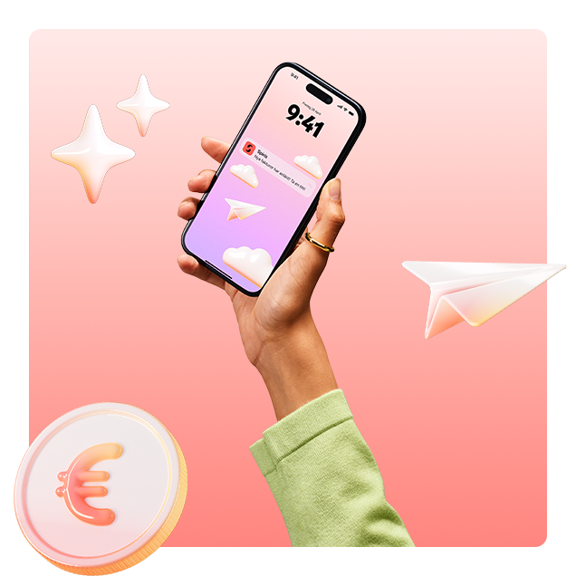 En hand som håller i en mobil som visar en notifikation från Spiris- appen.