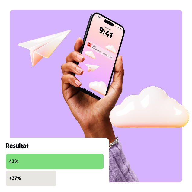 Hand som håller en mobil med Spiris-appen på.