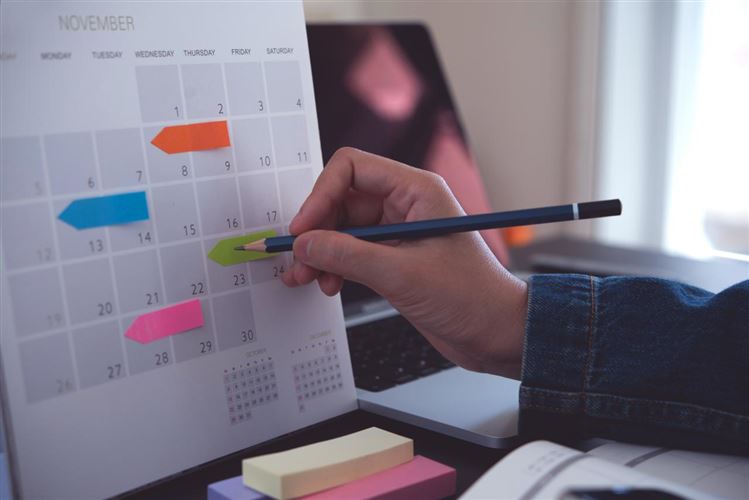 Spargrisar i en lång rad som ska illustrera checklista inför bokslut.