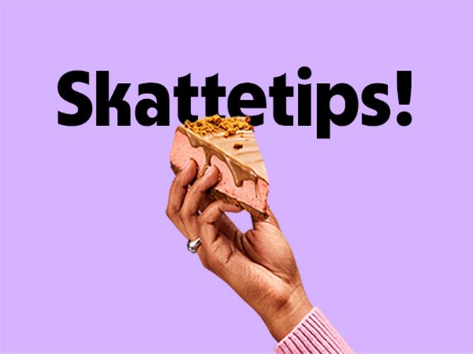 En hand håller i en tårta som ska symbolisera festlig skatteplanering.