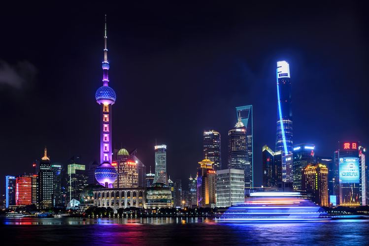 Skyline som symboliserar import från Kina