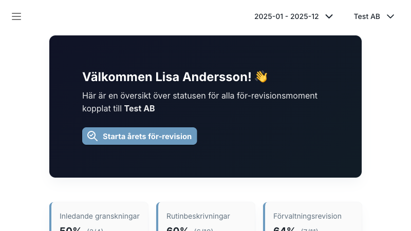 Preauditor skärmbild produkt.