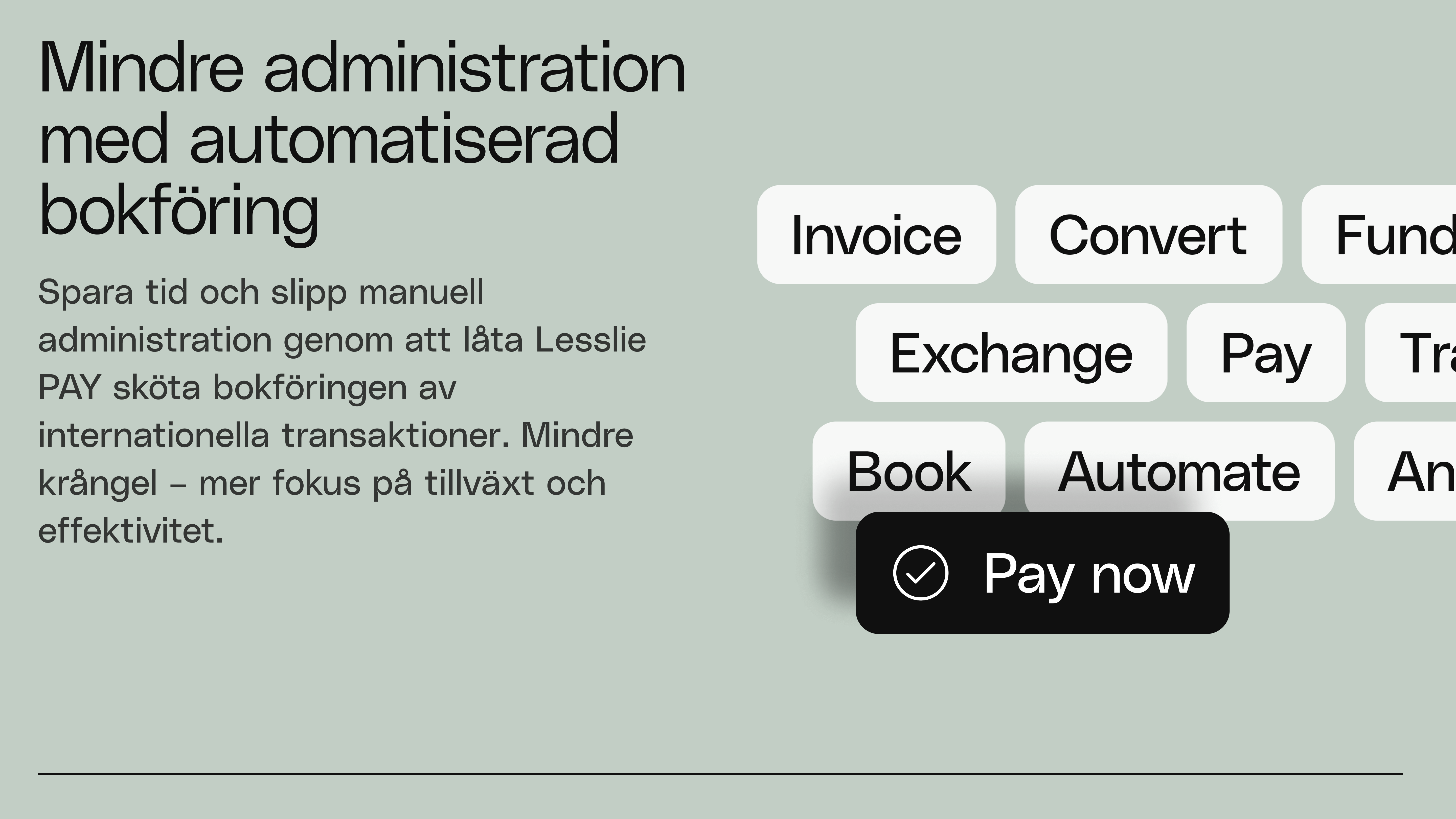 Lesslie PAY-bild med texten "Mindre administration med automatiserad bokföring"