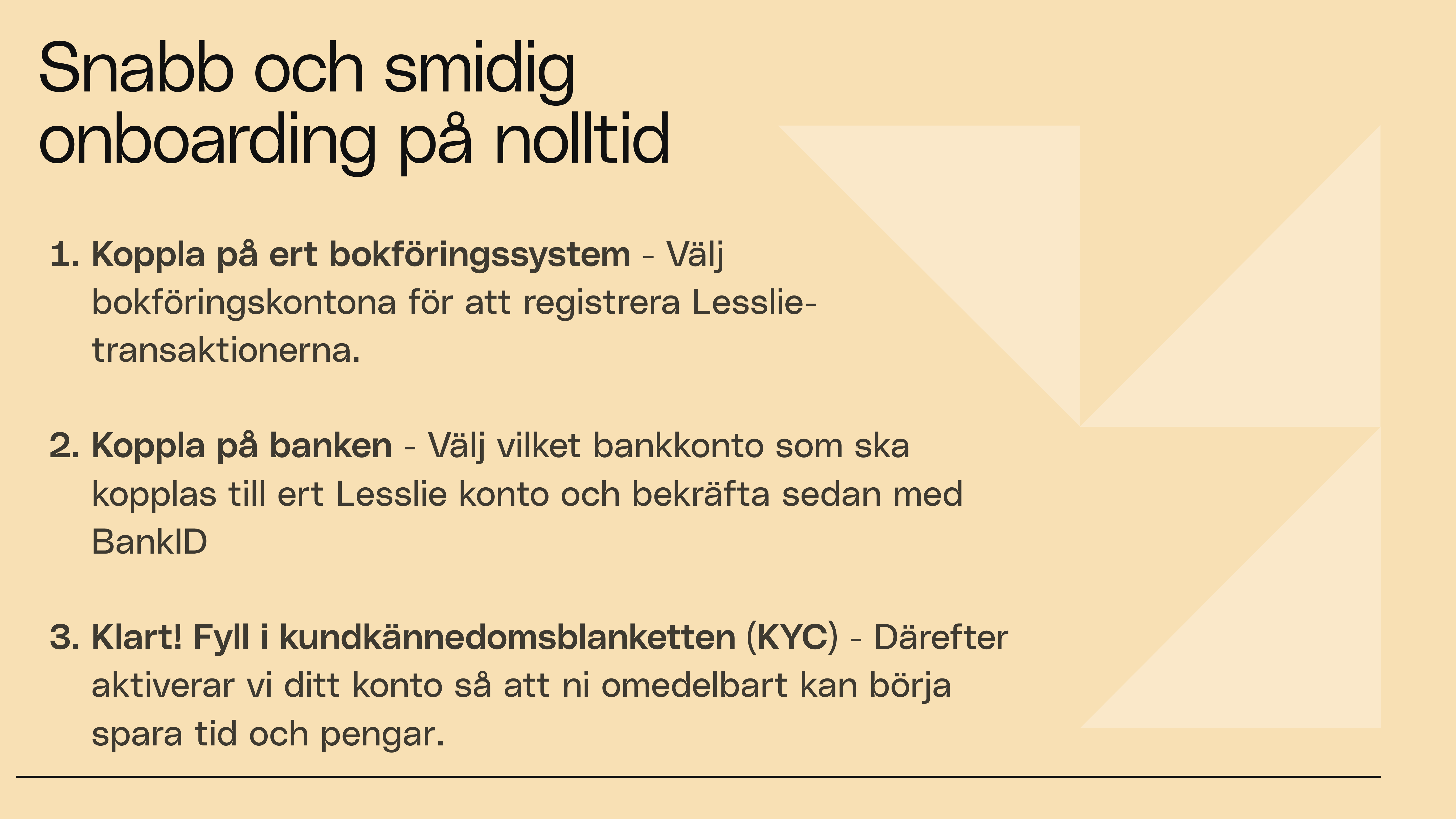 Lesslie PAY-bild med texten "snabb och smidig onboarding på nolltid"