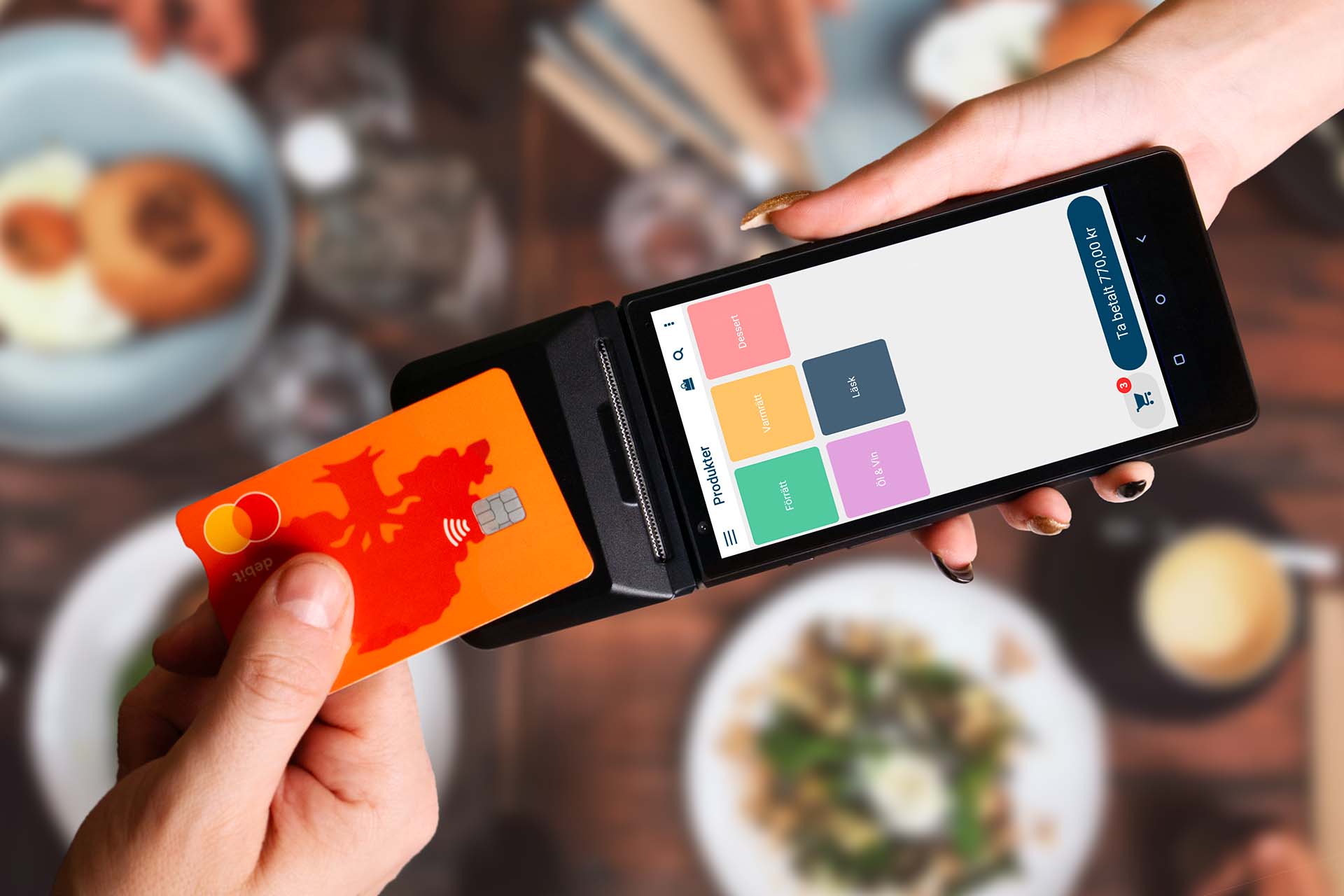 Person i en bar och enheter med Onslip.