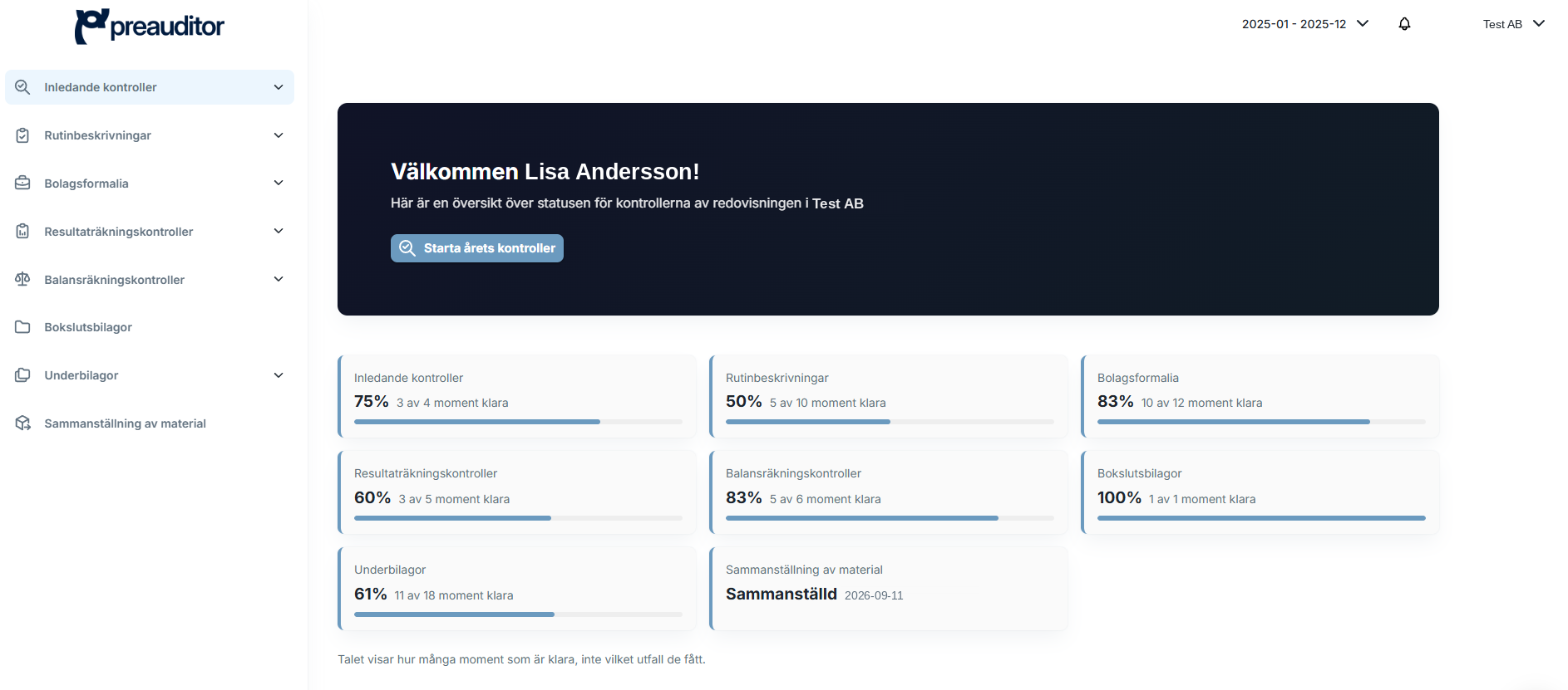 Preauditor skärmbild produkt.