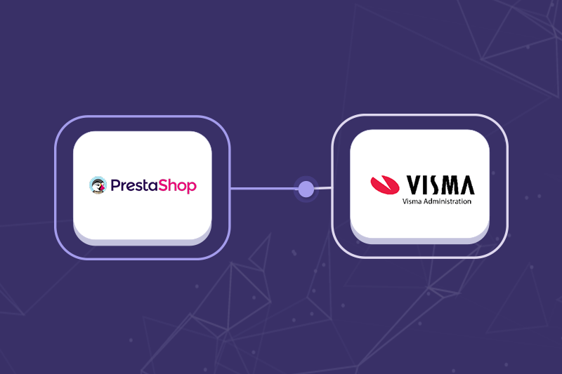 Logotype PrestaShop och Visma Administration.