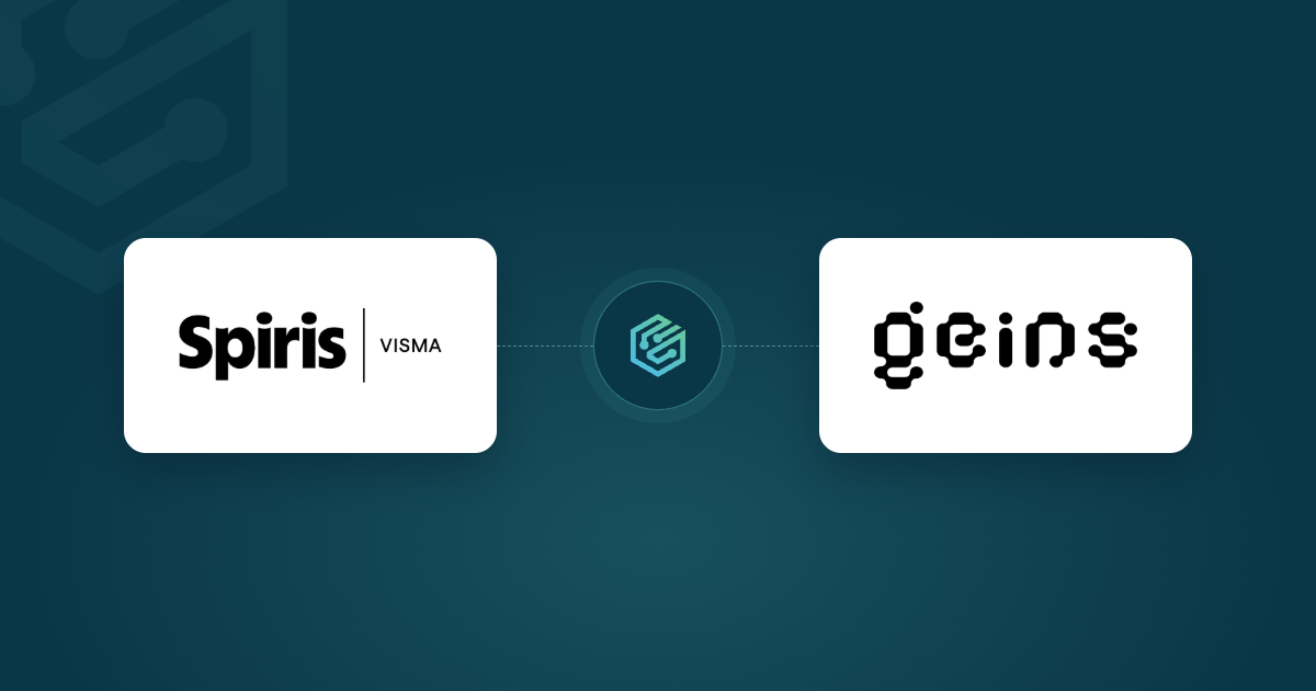 Logotyp av Geins by Junipeer och Visma Spcs med ett moln i mitten 
