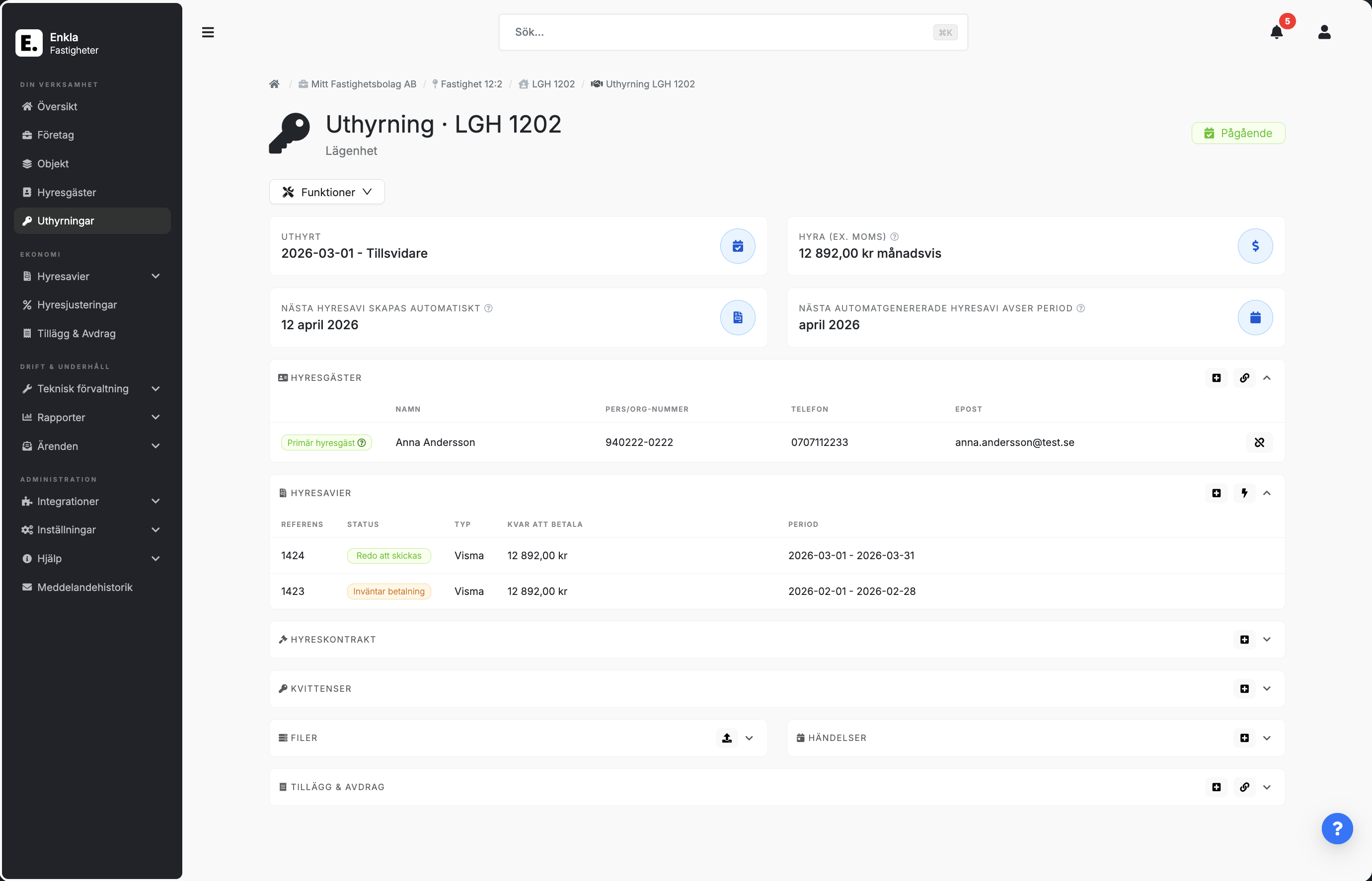 Översikt på ärendehantering i Enkla Fastigheter.
