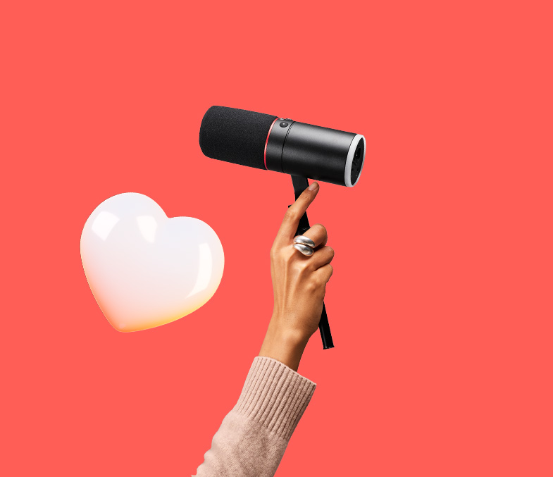 Mikrofon och hjärta.