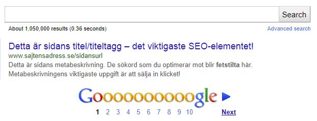 Exempel på SERP-snippet