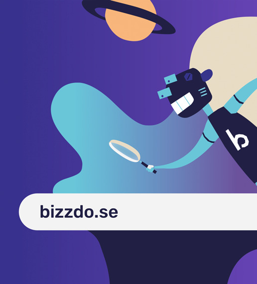 Illustration på bizzdo med förstoringsglas.