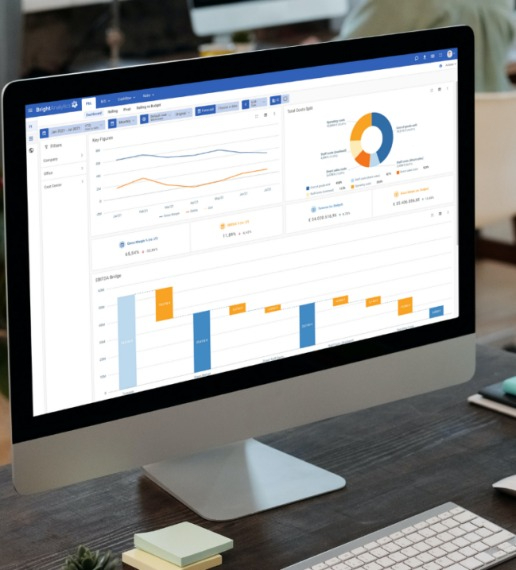 Skärm som visar en dashboard från Bright Analytics.