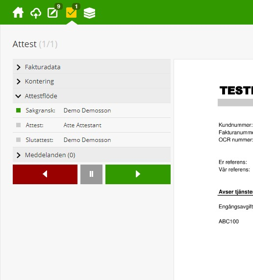 Attestflödet i DocUps gränssnitt.