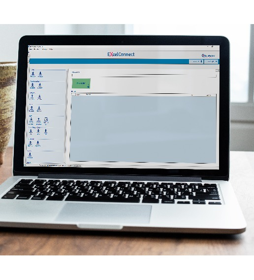 En laptop som visar ExcelConnect gränssitt.