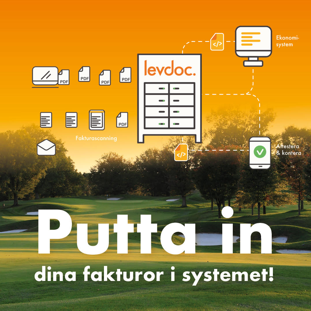 Levdocs logotype och texten putta in dina fakturor i systemet