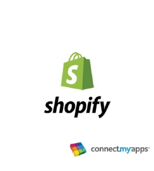 Logotyp för Shopify och ConnectMyApps.