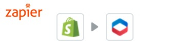 Logotyp för Zapier, Shopify