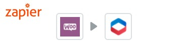 Woocommerce by Zapier logotyp.